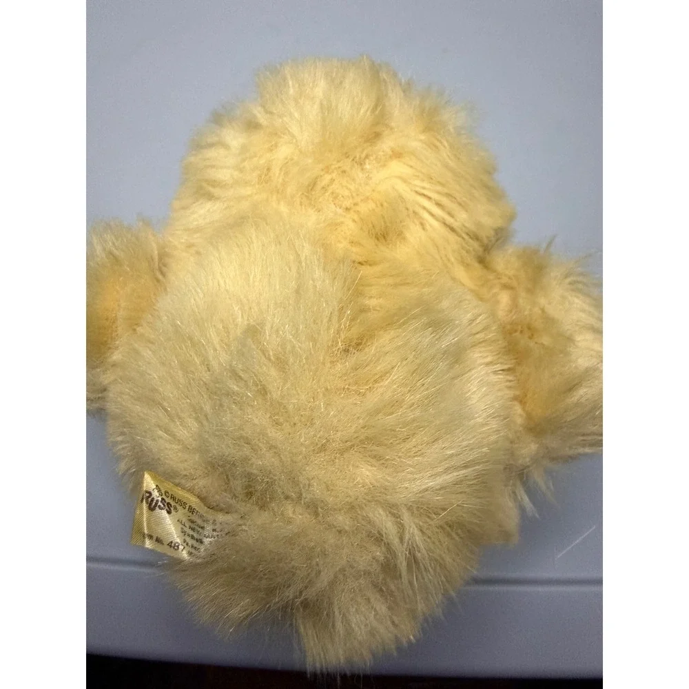 Vintage Russ Berrie Oogli Owl Plush Tan Fuzzy Bird Stuffed Animal 487 Korea